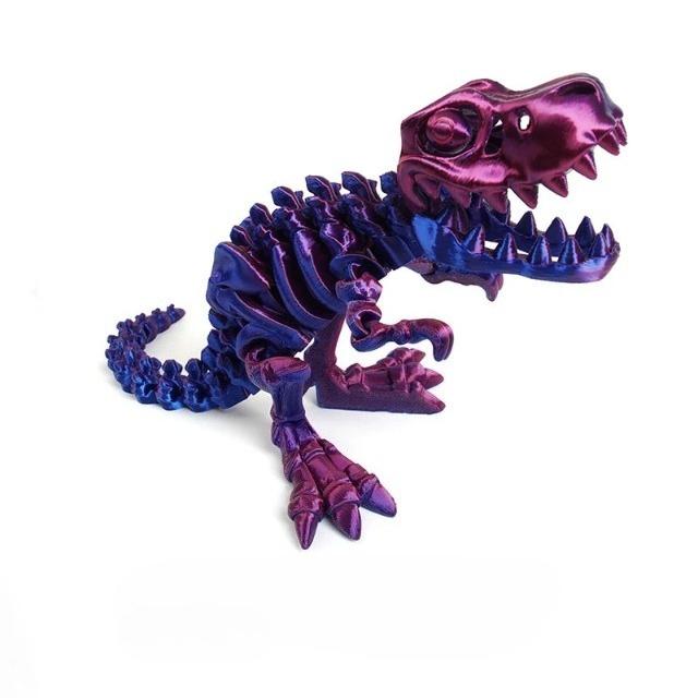 3D Printed T-Rex Dinosaur Skeleton – Full Jointed Movable Model, Realistic Desktop Decoration & Birthday Gift for Kids