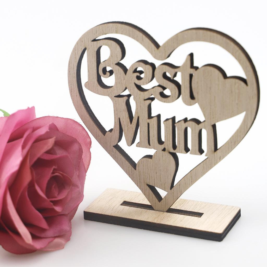 1/2Pcs Mothers Day Gifts for Mum, Handmade Wooden Heart Plaque, Best Mum Happy