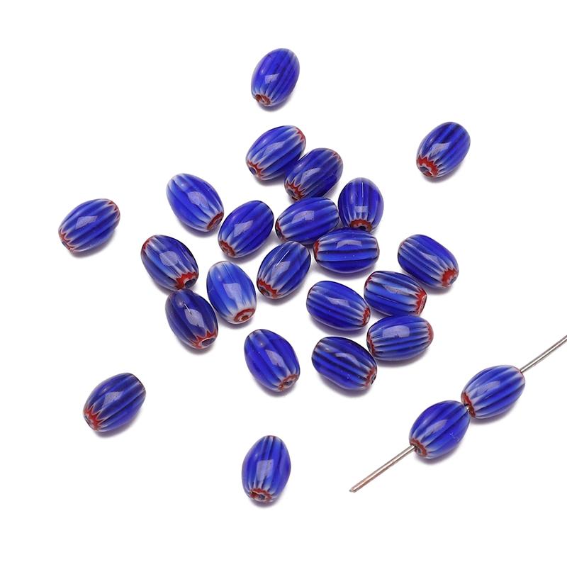 

10/42 шт. Стеклянные бусины Свободные Разделительные Ретро Эллипсовидные Бусины для Изготовления Ювелирных Изделий DIY Браслет Ожерелье 42Pcs королевский синий