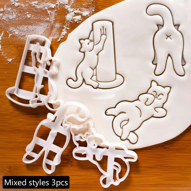 New Diy Animal Creative Tooth Shape Cookie Cutters Mold Cute Cat Biscuit Mold For Children Bakeware Cookie Stamp Baking Tools
