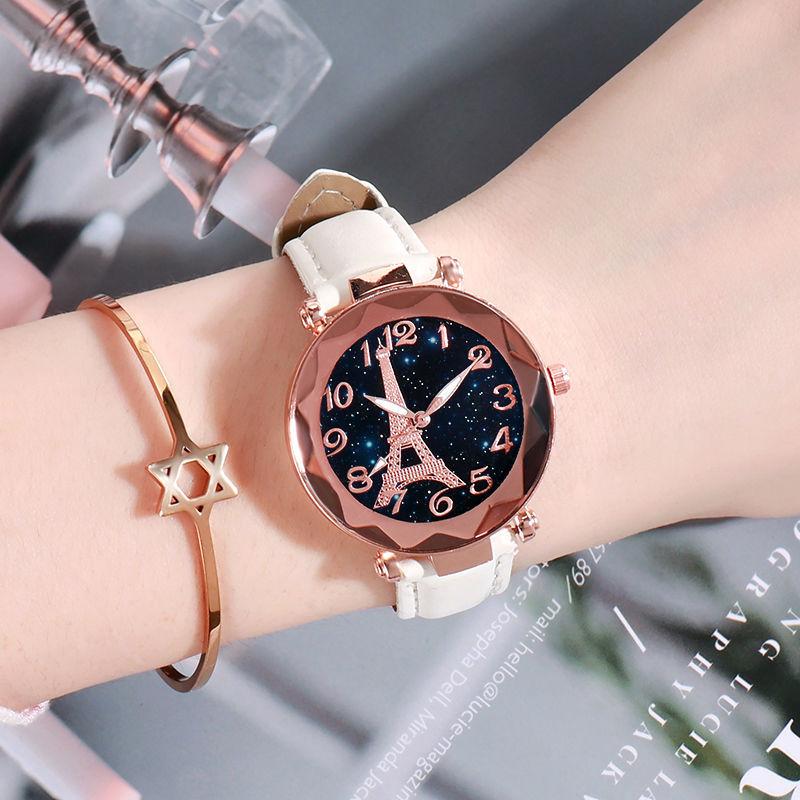 Romantic Star Watch Eiffel Tower Wathes for Women Luxury Mesh Steel Belt Watch Wristwatch  Ladies Dress Relógio Feminino Gifts
