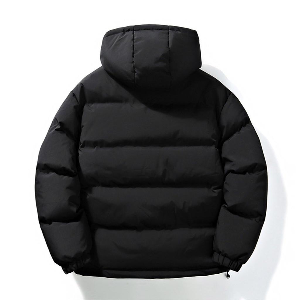 Men's Solid-color Casual Hooded Cotton-padded Jacket, Thickened Warm And Windproof Zipper Jacket