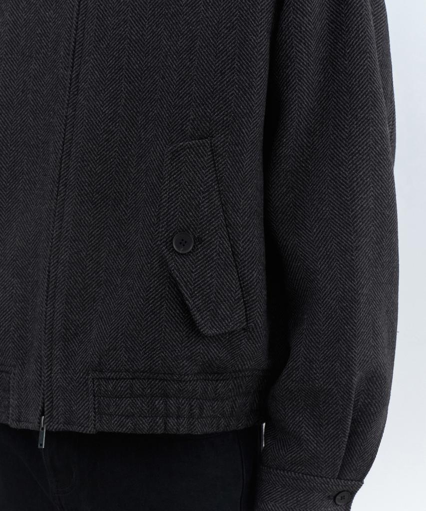 Musinsa Standard Wool Blend Herringbone Harrington Jacket [Dark Grey]