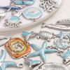 5pcs Fashion Nautical Animal Stainless Steel Blue Oil Dripping Fish Tail Sea Turtle DIY Charm Pendant For Jewelry Making Finding