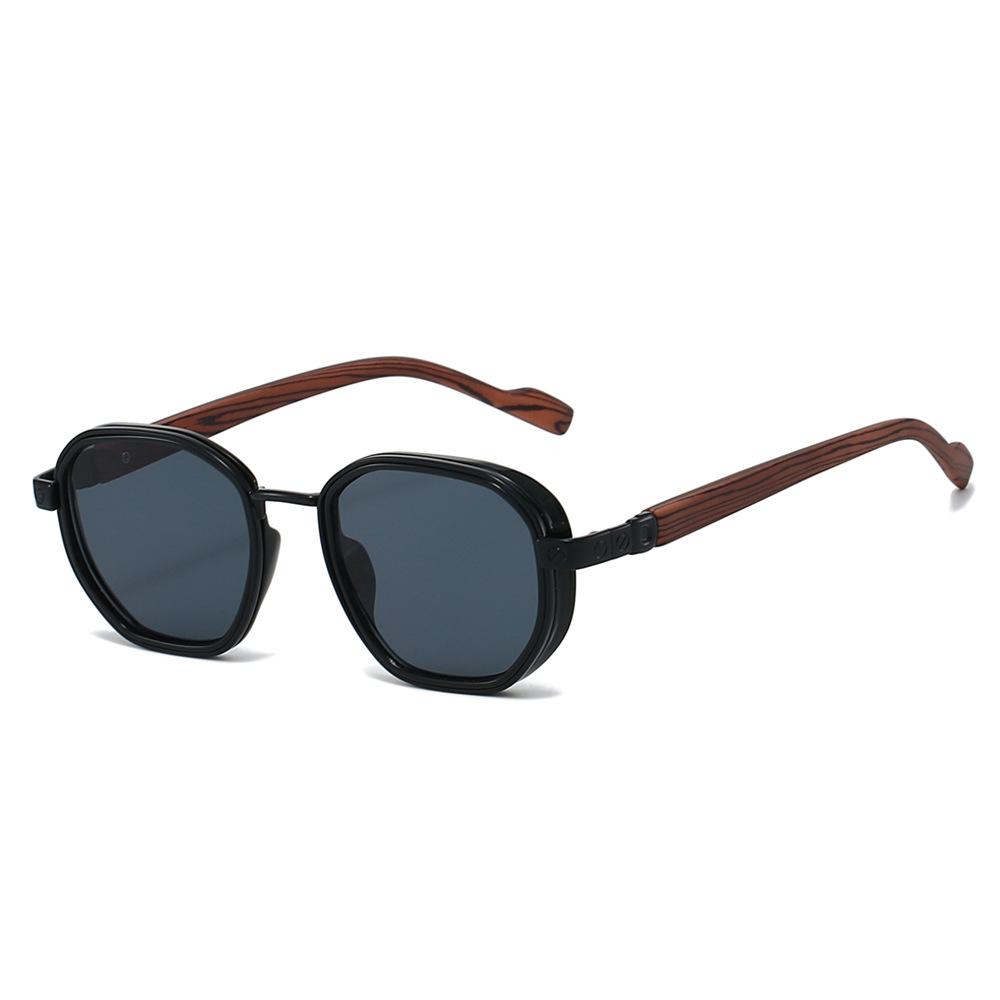 New Retro Round Gradient Women Sunglasses Personality Brand Wood Grain Temple Design Simple Classic Trend Men Glasses Uv400