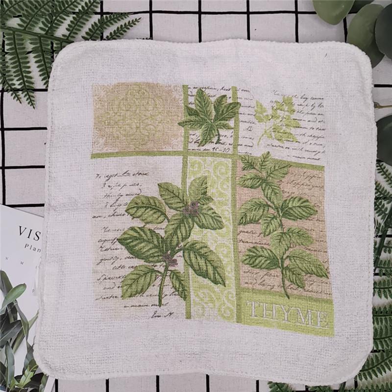 1Pc Small 20x20cm Square Cotton Terry Printed Towel European American Pastoral Flowers Absorbent Kitchen Dishcloth
