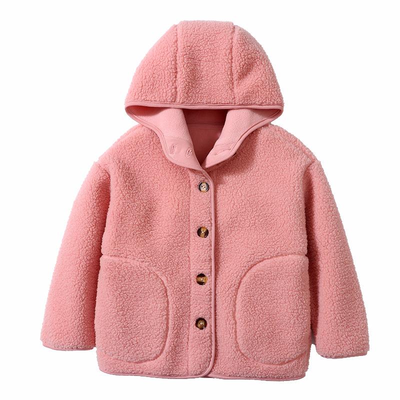 Children Lambswool Jacket Autumn Winter Fleece Warm Hooded Teens Children Fur Outerwear Daily Casual 4-18 Year Kids Tops Clothes