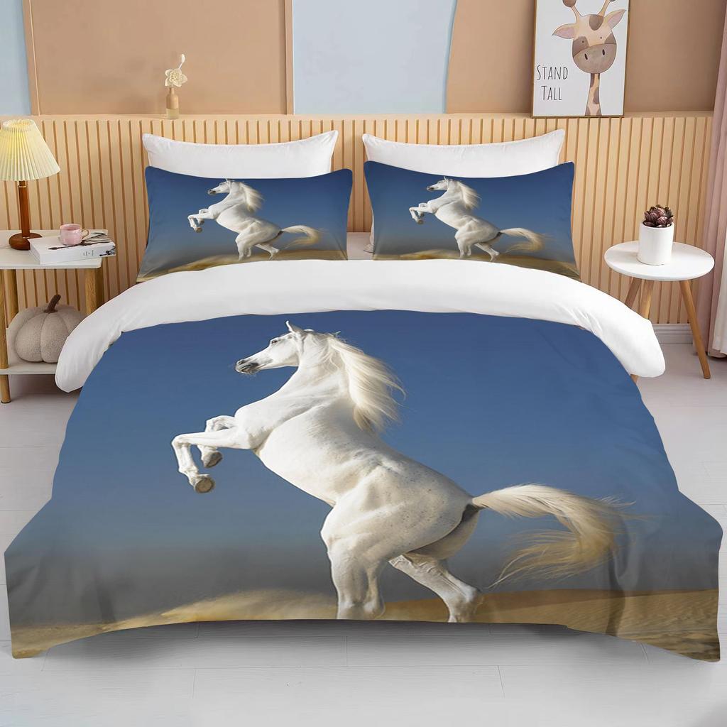 Running Horses Bedding Set Soft Comforter Set And Pillowcase Queen Size Decor Home Luxury Bed Set Animal Duvet Cover For Boy Bed