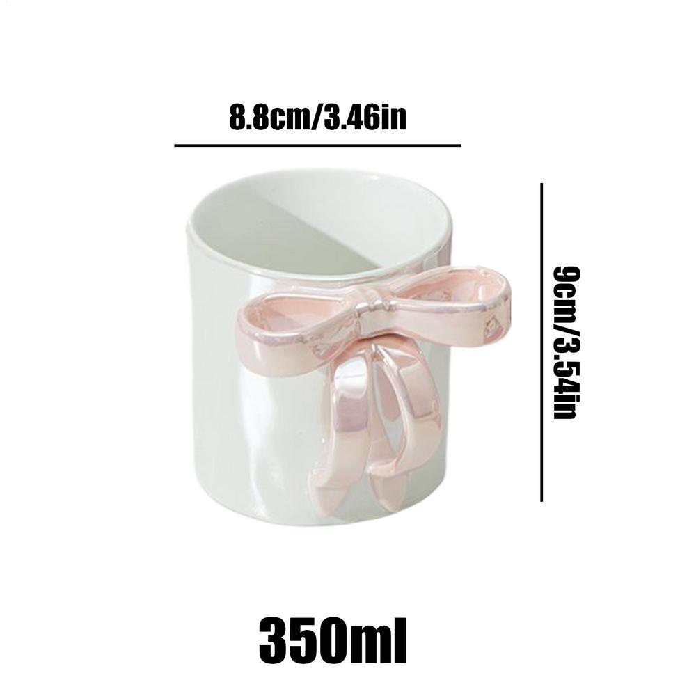 Ceramic Coffee Cup 12oz Elegant Bow Tumbler With Ergonomic Grip Multipurpose Drinkware For Latte Hot Cocoa Beverage Water Orange