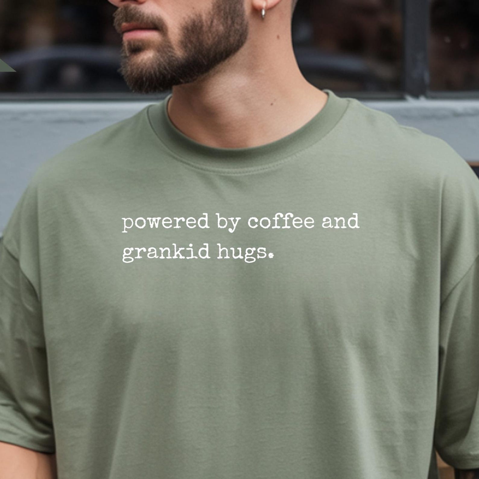 Powered by Coffee and Grankid Hugs Shirt, Grandpa Gift, Funny Grandparent Tee S