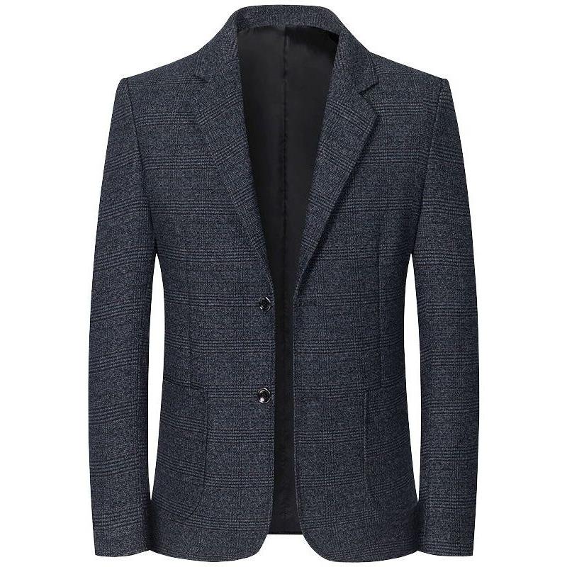 Spring Autumn Men's Plaid Blazers Smart Casual Formal Suits Jackets Coat Men Fashion Slim Fit Turn Down Collar Blazers Outerwear