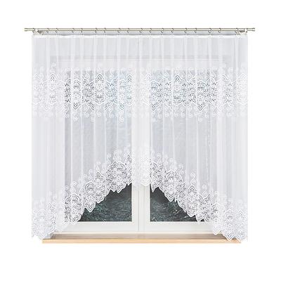 Celina - Ready-Made Jacquard Curtain With A Cut At The Bottom - 300X160 Cm - White