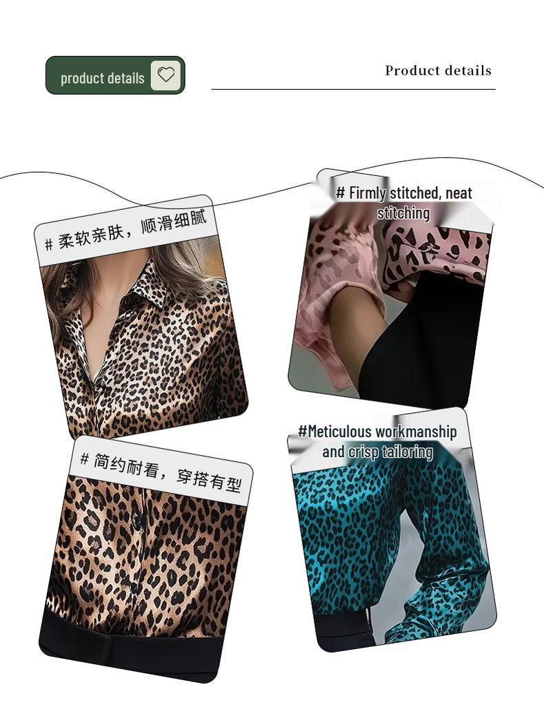 Elegant Leopardmönstrad Blommig Långärmad Topp för Kvinnor