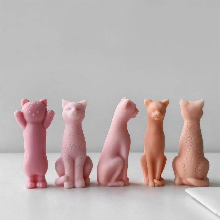 Neuheit Katzenform Silikonform Kerzenherstellungsformen Silikon Handgemachte Zubehör Geeignet für Einzigartige Seifenherstellung