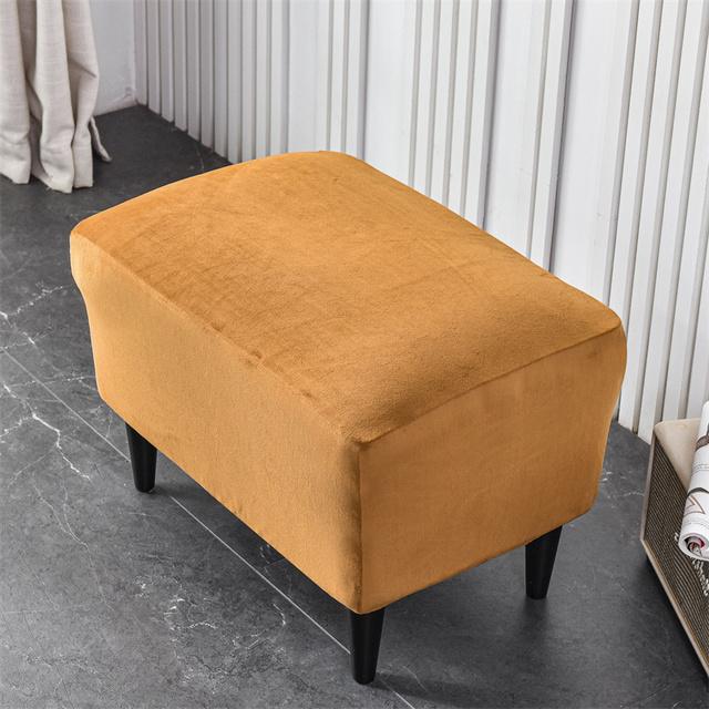 Soft Velvet Footrest Cover Stretch Dustproof Footstool Covers Nordic Rectangular Couch Footstool Slipcover Furniture Protection