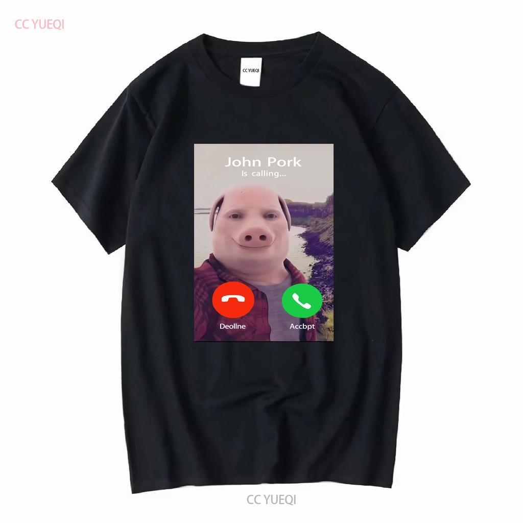Funny Meme T Shirt John Pork Is Calling 4th of July Shi vintage Washed Unisex Comfortable fashion Stylish Casual Breathable