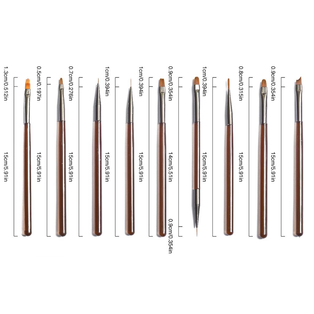 Japanese nail art brush set, pull-up brush for beginners, gradient technique, French round head nail art tool, brush, brown colo