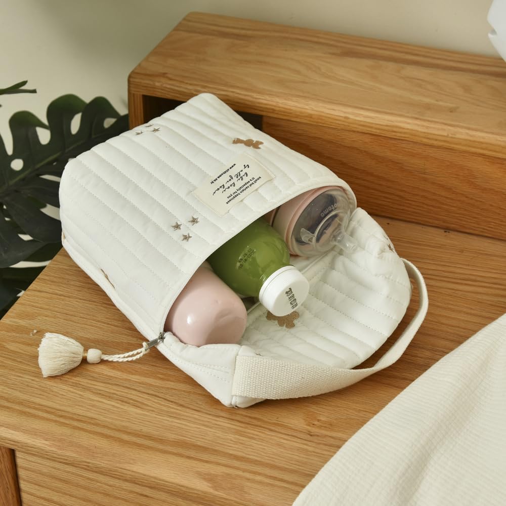 Diaper mug quilted baby bottle stroller stroller carry bottle embroidered for baby pouch, multi-purpose pouch, pouch, pouch, pouch, mother's bag,