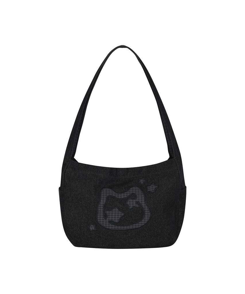 Lmr Cat Symbol Applique Washed Crossbody Bag Black