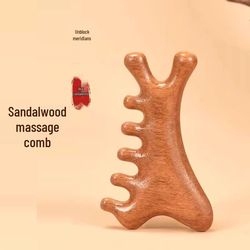 4-in-1 Sandalwood Comb: Head, Face, Eye, Scalp Massage & Gua Sha Therapy