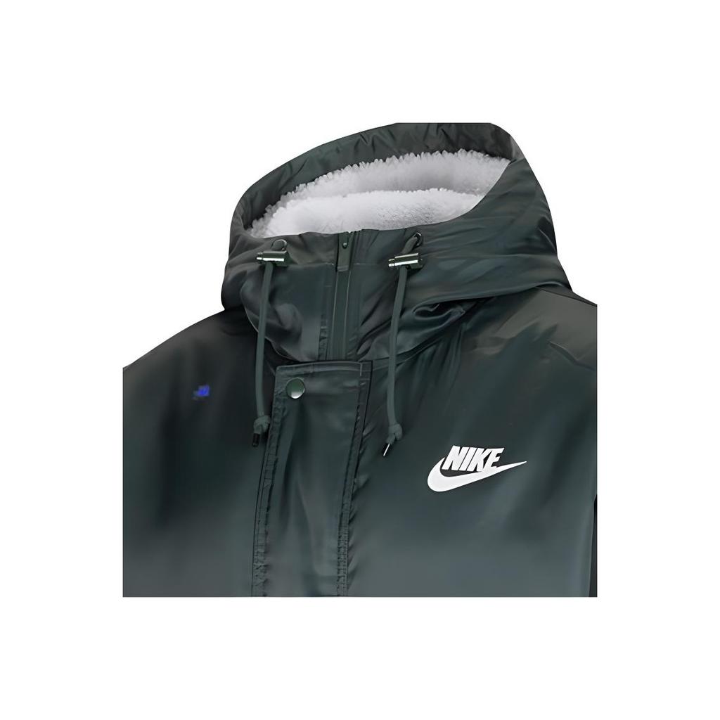 Nike Sportswear Synthetic-Fill Logo Print Warm Loose Hooded Windbreaker Men Outerwear Galaxy-Green CZ4931-337