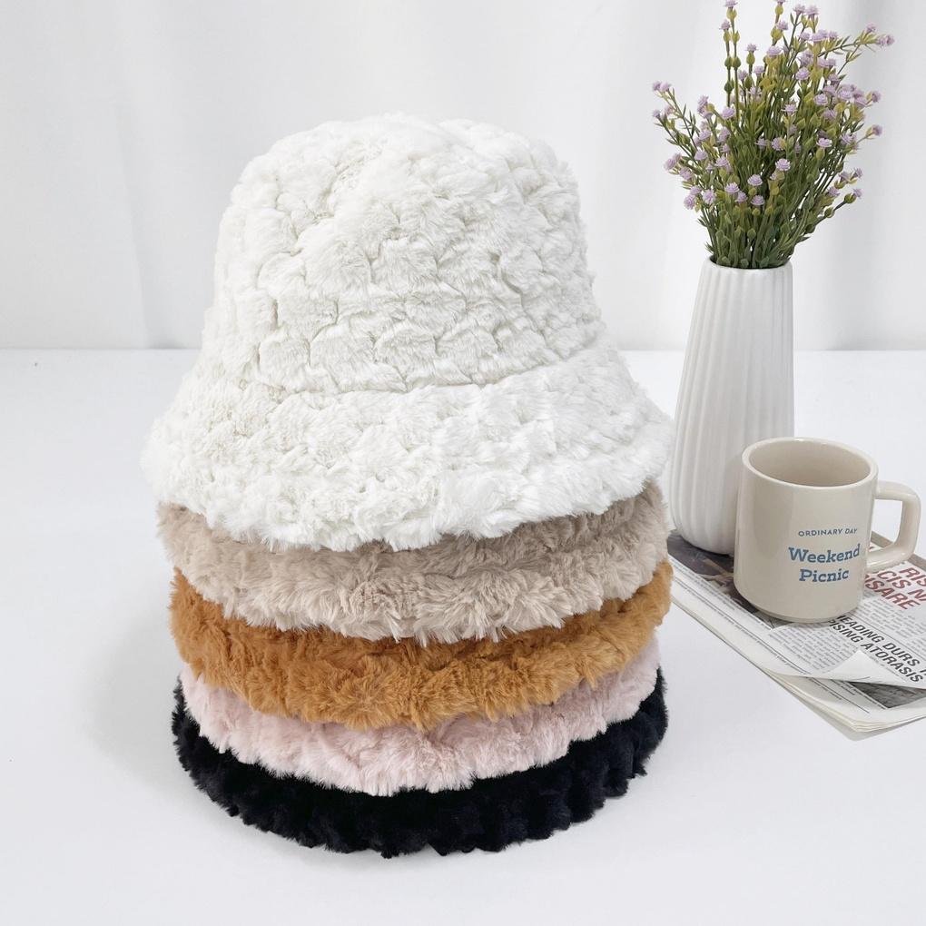 Women s and Men s Daily Embossed Mink Bucket Hat ivory