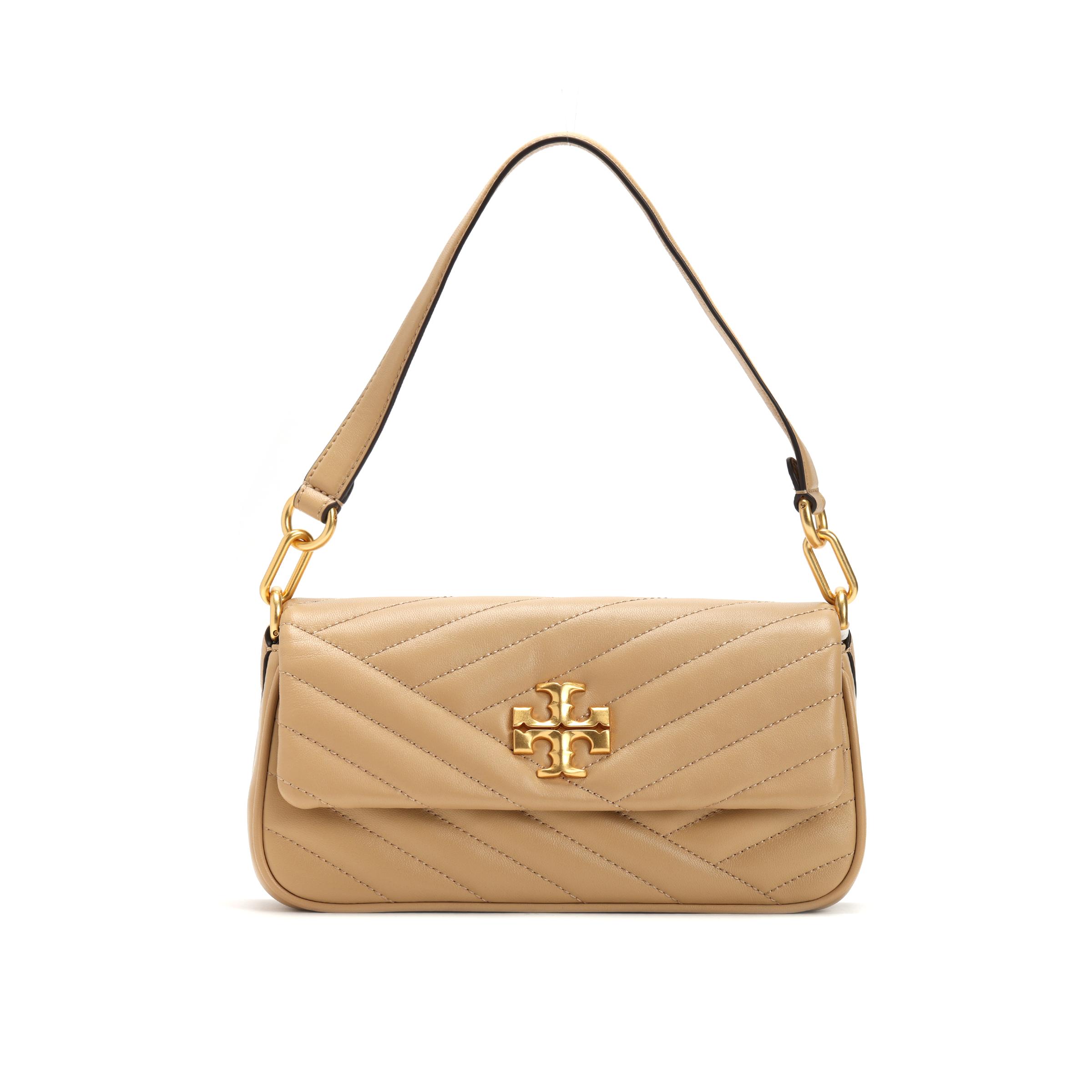 

Tory Burch Kira Золотий Логотип V-подібна Смужка Стегана Клапан Фурнітура Шкіряна Сумка-тоут Сумка на Плече Маленькі Жіночі сумки Коричневий 90456-251 Basic Set (Bag+Dust Bag)