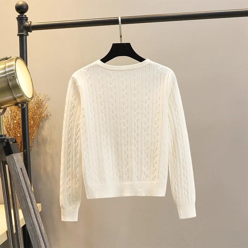 Long-sleeved Twist Sweater with a Half-open Crewneck Base Layer, a Women's Loose Top, a Knitted Sweater, a Cardigan Jacket