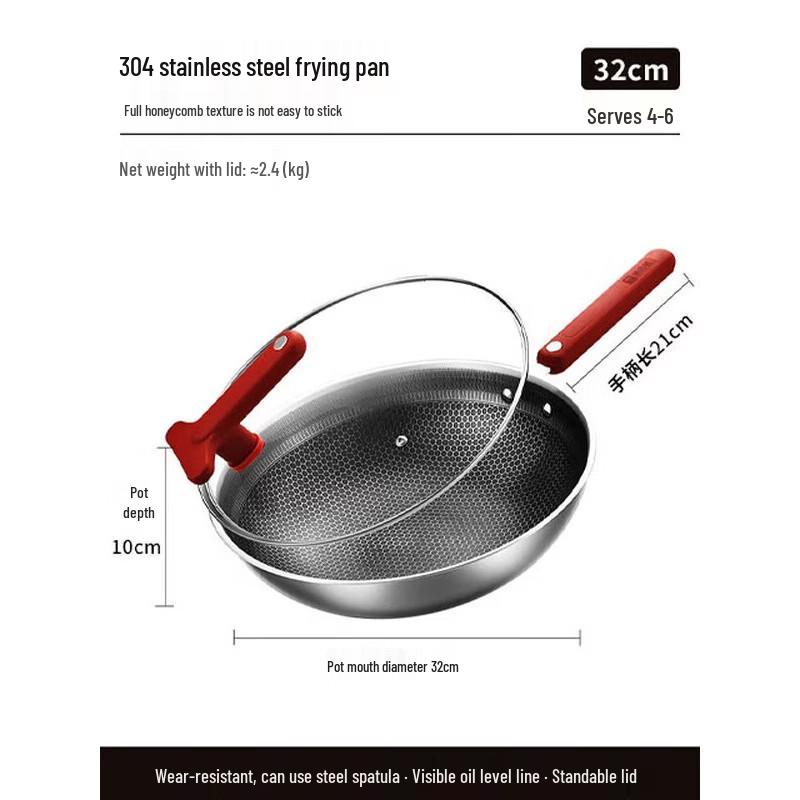 Kobach Classic Red 304 Honeycomb Wok