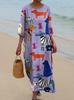 European and American New Large-size Dress Women's Clothing Seaside Vacation Printed Loose Long Dress