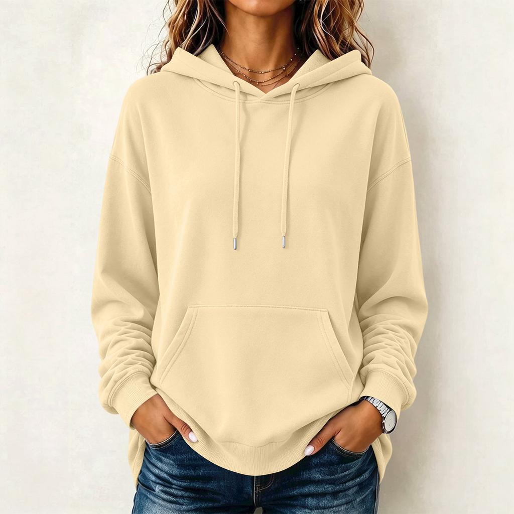 Women's Fashion Long Sleeve Hoodie Pullover Color Casual Top for Daily Wear