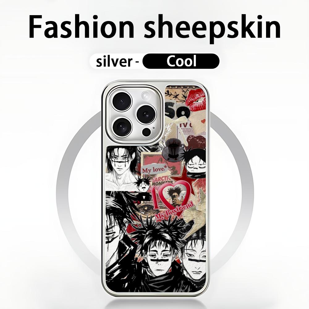 

Choso cool anime man pattern Phone Case for iPhone 16 15 14 13 12 11 Pro Max Sheepskin galvanized silver carbon fiber Case iPhone16