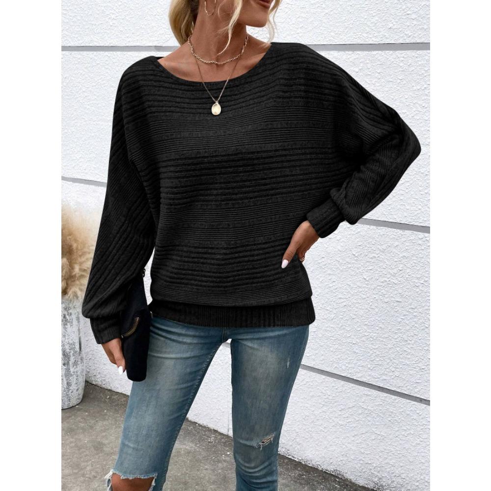 Women's Sweater Fall/Winter Casual Sweatshirt Women's Solid Color Top Long-Sleeve Crew Neck Patchwork Pullover T-Shirt
