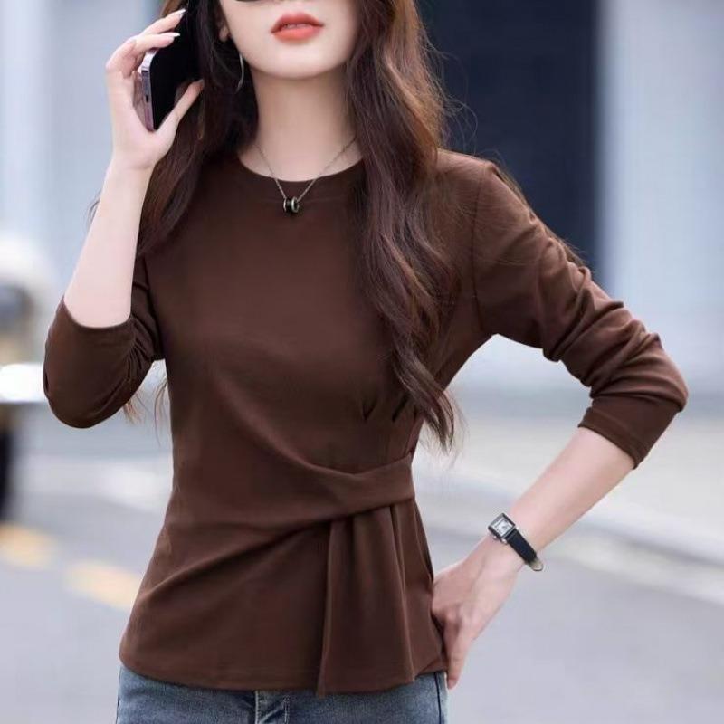 Women S Oversize Long Sleeve Round Neck T Shirt Slim Fit Autumn Top