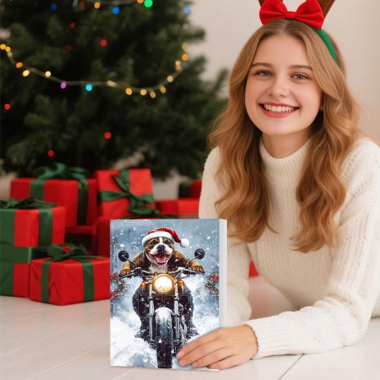 Yousheng Christmas Funny Motorcycle Dog Advent Calendar 2025 24-Day Countdown with 2D Acrylic Pendant for Tree Wall Door Decor Dog Lovers Gifts