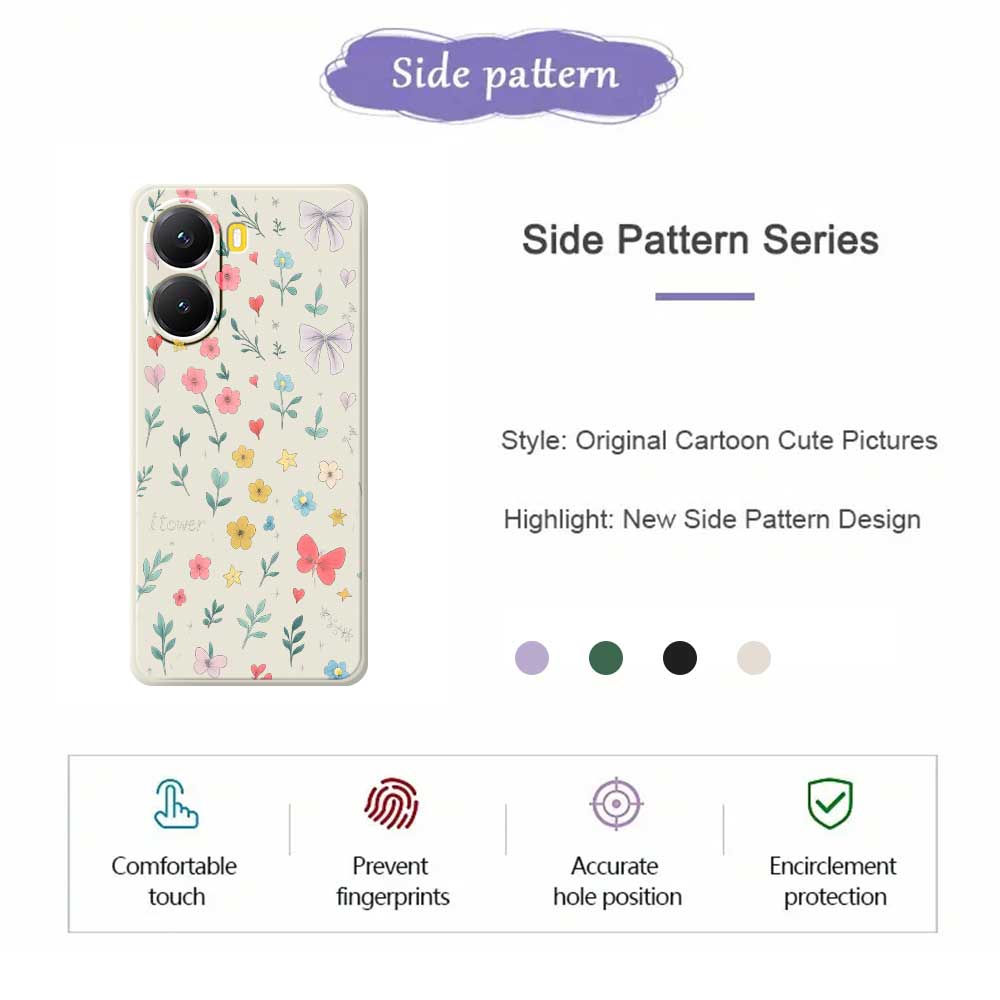 For Xiaomi Redmi Turbo 4 5G/Poco X7 Pro 5G Case Floral Bow Pattern Printing Straight Edge TPU Phone Back Cover