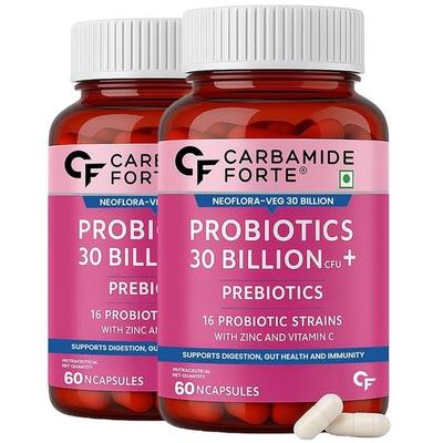 Carbamide Forte Probiotika-Ergänzung 30 Milliarden für Frauen & Männer - 60 Vegane Kapseln (2er-Pack)