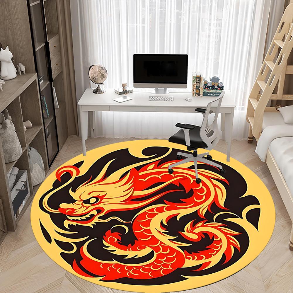 1PC Dragon Pattern Chair Carpet for Office, Indoor Non-Slip Washable  Carpet, Soft Comfortable Mat For Office Room yy250930172