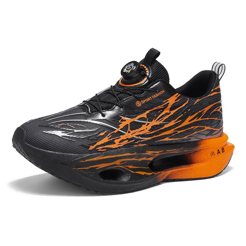 Rotating Buckle Kids Teens Glow-in-the-Dark Carbon Plate Running Shoes School PE Test Lightweight Cushioned Athletic Sneakers