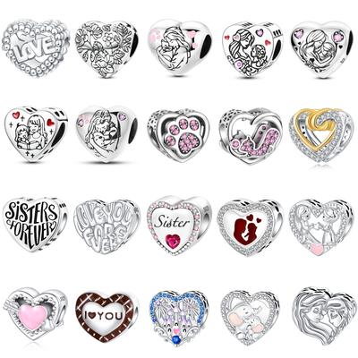 Nuovi ciondoli a forma di cuore Rame Fiore Amore Eterno Perline Adatti a bracciali originali Collana Per donne Gioielli fai da te Regalo