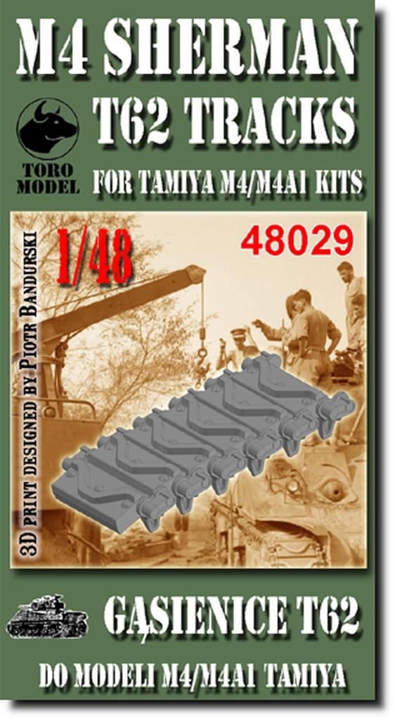 Toro Model M4 Sherman T62 track Plastic model parts TRM3D48029 1/48 (for Tamiya) (tank)