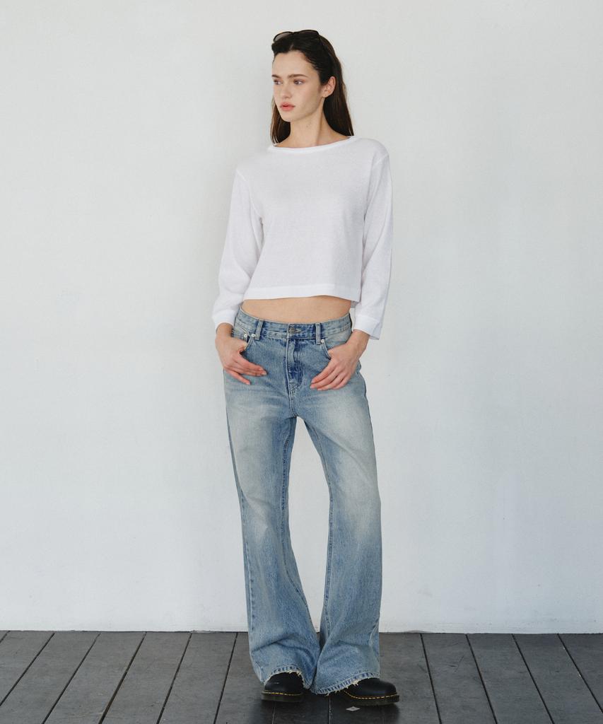 CITTA Waffle Semi Crop T-Shirt_Ctt3003(White)