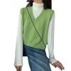 Damen Strick V-Ausschnitt Ärmelloser Pullover Weste - Lockere Passform, Unifarbe für Frühling und Herbst.