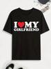 I Love My Girlfriend' Print T Shirt, Tees For, Casual Short Sleeve Tshirt For Summer Spring Fall, Tops As Gifts