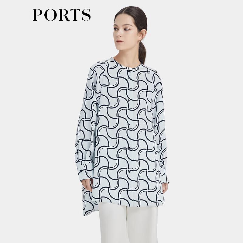 PORTS Women's Phantom Blue Print Silk Shirt