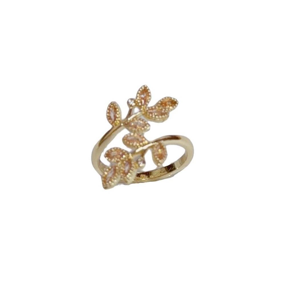 Silver Color Zircon Rose Flower Rings Gold Color Zircon Rings Fashion Leaves Ring Party Rings