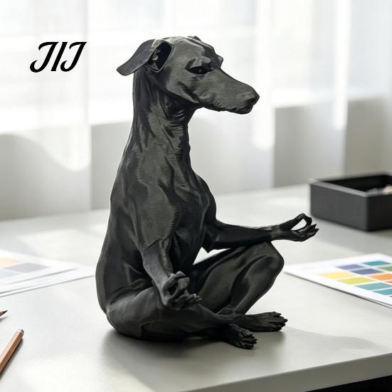 Zen Dog Statue for Home Decor 3D Printed Meditating Statue, Sitting Puppy Figurine Funny Desk Accessories Office Decor, Creative Animal Sculpture