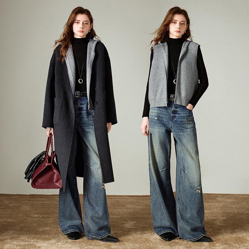 Chuyu Women's 2025 Winter Hooded Knit Sleeveless Vest