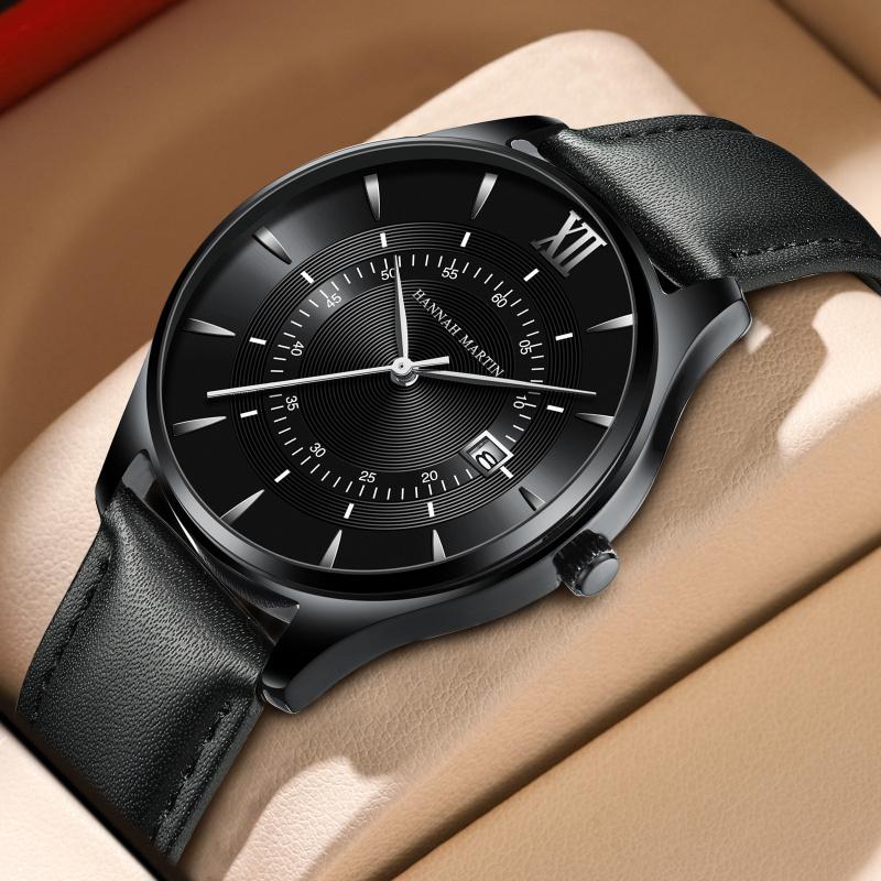 Neue Doppelskalen-Kalenderuhr Herren Casual Business Wasserdichte Quarzuhr