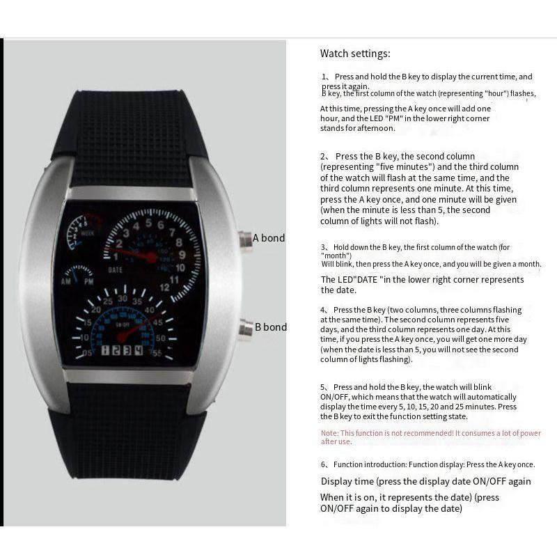 Racing Dashboard Electronic Watch Fashion Sports Aviation LED Electronic Watch Men and Women Students Personalised Watch